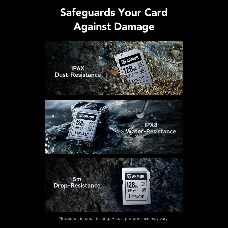 Lexar ARMOR SILVER PRO SDXC UHS-II Memory Card, 128 GB,