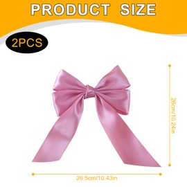 Bojueshaw 2pcs Big Bow Hair Clips,Satin Hair Bow Barrettes,French Bowknot Hairpin,Solid Color Hair Decorations Accessories for Women Girls(Pink)