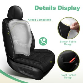 YORKNEIC Car Seat Cover Fit for Ford F150 2009-2024 2025 & F250/F350/F450 2017-2024 2025 Faux Leather Truck Seat Covers Front Seats Airbag Compatible Car Cushion(Black)