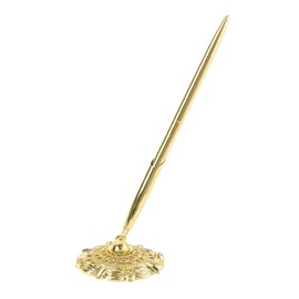 Riblind Reception Pen with Stand, Pen Stand, Ballpoint Pen, Wedding Reception Room (Gold)