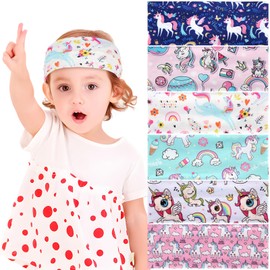 Pack of 6 Girls' Headbands, Unicorn Headbands, Elastic Wide Versatile Hair Bands, Girls, 4-15 Years for Sports, Leisure, Make-Up (6 Styles)