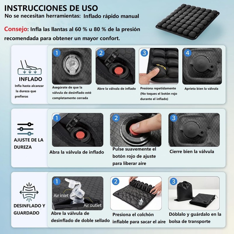 Cojín inflable para avión DMAÓ – Soporte 3D, hasta 150