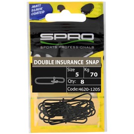 Spro Matt Black Double Insurance Lock Snap - Safety Hanger for Spin Fishing, Fishing Swivels for Spinning Fishing, Safety Snap, Size / Load Capacity/Package Contents: Size 3 / 40 kg / 9 Pieces