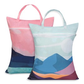 HOTUT Travel Laundry Bag, Pack of 2 Waterproof Wet Bag Swimming with Handle, Reusable Dirty Clothes Bag with Zip, Travel Wet Bag for Dirty, Beach Towels, Nappies