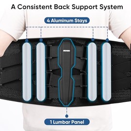 Back Support Belt for Men Women, Back Brace for Lower Back Pain Relief, Adjustable Lumbar Support With 5 Support Modules Ideal For Hernated Disc, Sciatica, Heavy Lifting (Black, M)