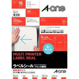 A-One Label Stickers, Strong Adhesive, A4, No Cut, 18 Sheets, 28415
