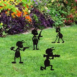 Xedatric Battle Ant Metal Garden Decor–4-Piece Metal Yard Art Set for Outdoor Spaces–Rust-Resistant Garden Decor for Outside