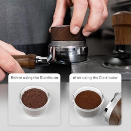 NOTSEK Coffee Distributor 54mm, Walnut Coffee Distribution Tool fit 54mm Portafilter, Height Adjustable Coffee Leveler for Barista Accessories