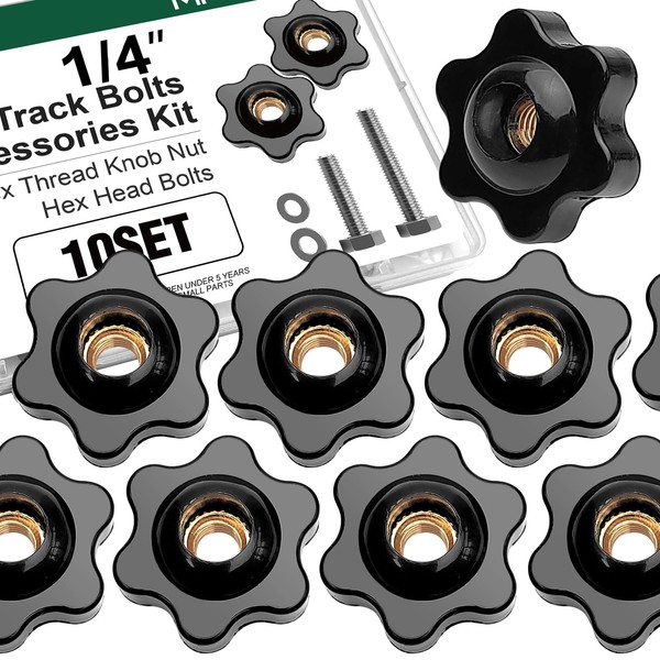10-Piece 1/4"-20 T Track Bolts Accessories Kit – Includes 1.5"