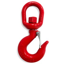 2 Tons Heavy Duty Swivel Hook with Safety Latch,360 Degree Rotating Crane Swivel Lifting Eye Hook for Crane, Swivel Chain Hooks for Lifting Chains Port Transportation, 4400 Lbs Capacity,Red