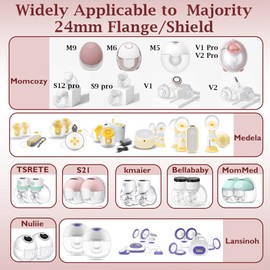 4PCS Flange Inserts 14mm Compatible with Momcozy M9/M6/M5/S12 Pro/S9 Pro/Medela/Spectra/Lansinoh/eufy/S21 24mm Breast Pump,Reduce 24mm Tunnel Down to Correct Size