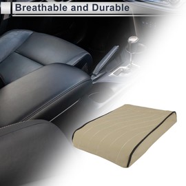 X AUTOHAUX Car Center Console Cover Car Armrest Cover 12.6"x8.27"x1.97" Beige Nappa Leather Memory Foam