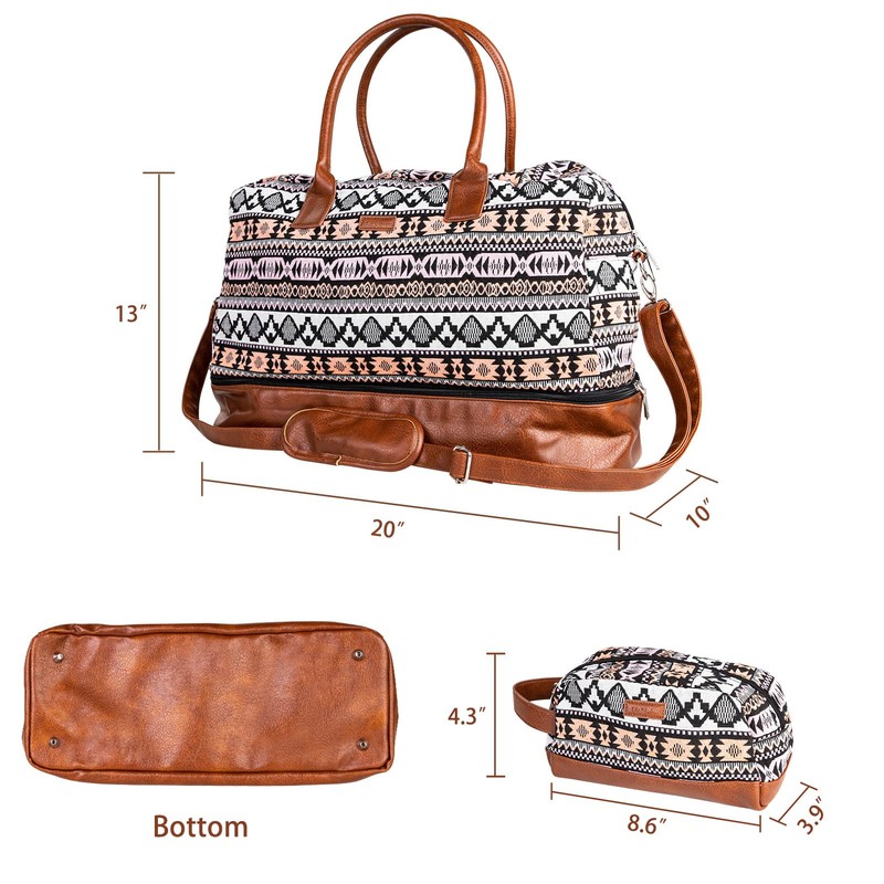 MyMealivos Canvas Weekender Bag, Overnight Travel Carry On Duffel Tote