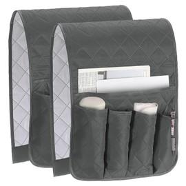 uxcell 2 Pcs Recliner Armchair Caddy, Couch Armrest Organizer with 5 Pockets for Bedside Sofa Remote Control Holder Magazine Phone Book Glasses (Gray, 35"x13")