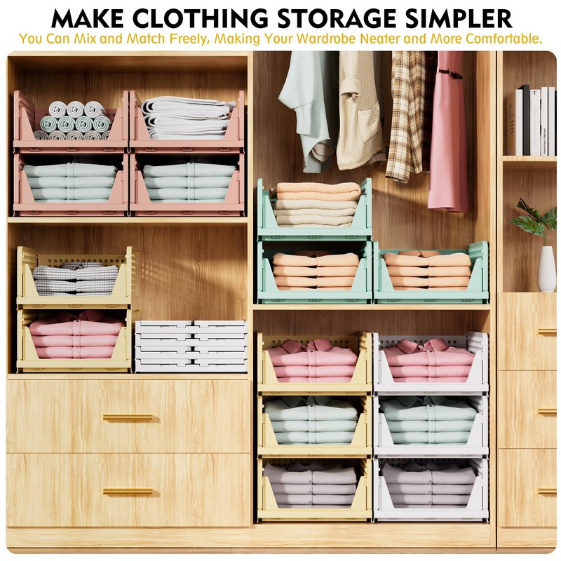 SNSLXH 5 Pack Stackable Closet Organizer Box, Multifunctional & Foldable