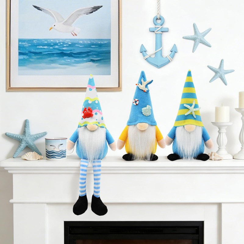 KnomeKo Summer Gnomes 3Pcs, Beach Theme Summer Decorations for Home