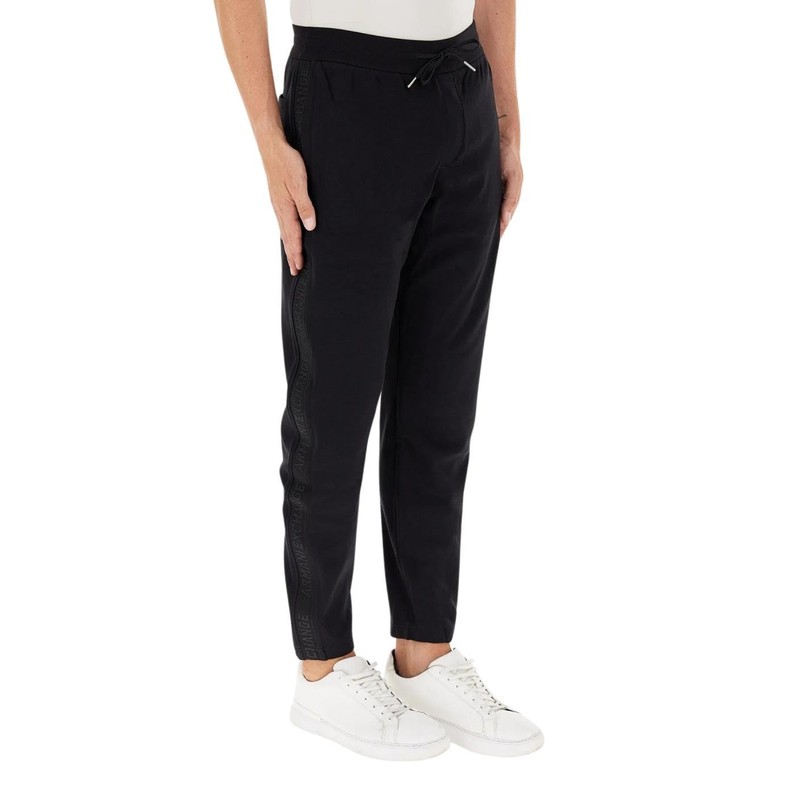Armani Exchange Men's The Grid, Sustainable, Logo Tape Sweatpants, black