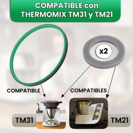 ADARPA Thermomix TM31 Gummi + 2 x Ersatzdichtungen Thermomix TM31 und TM21 für Klingen | grüner Gummideckel Thermomix TM31 | Thermomix Zubehör | Thermomix Ersatzteile