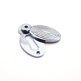 Oval Shaped Beehive/Reeded Door Lock Keyhole Escutcheons in Various Finishes (Polished Chrome)