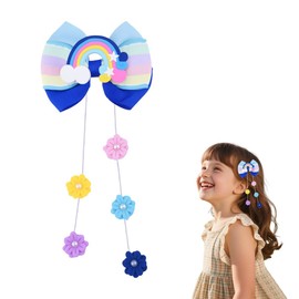 Colorful Festval Hair Clips for Girls with Bowknot, Rainbow Hair Accessories for Daughter Granddaughter Niece Birthday Party Hair Clip for Sister Bow Hair Barrettes for Girls Back to School Hair Bow