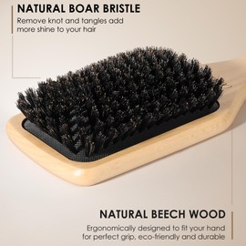 Bsisme Hair Brush, Boar Bristle Hair Brushes for Women Men Kid, Natural Pure Bristles Paddle Brush for Thin Fine Long Curly Hair, Restore Shine and Texture, Enhance Hair Shine and Health