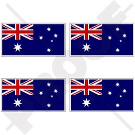 Australia Australian Flag 2" (50mm) Vinyl Bumper-Helmet Stickers, Decals x4