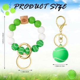 WEWAYSMILE Tennis Silicone Beaded Keychain Wristlet Key Ring Bracelet Suitable for Men and Women Wallets Backpacks Car Keys