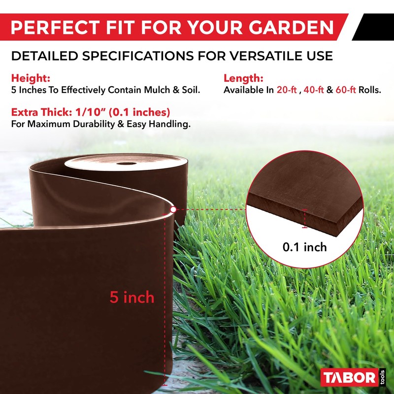 TABOR TOOLS 20 Ft Terrace Board, 5 Inch High, 0.1"