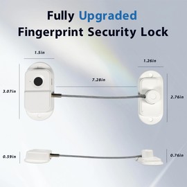 Fingerprint Fridge Lock, Baby Proofing Childproof for Cabinets, Furniture Anchor, Drawers, Freezer, Dishwasher, No-Drill Adhesive or Drill Install, Smart Fingerprint Key Quick Unlock (White, 2pcs)