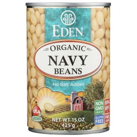 Eden Organic Navy Beans, 15 oz Can, Dry, Organic, Pearl Haricot, Yankee Bean, Boston Bean, Non-GMO