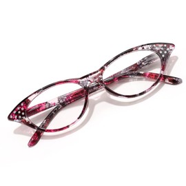 FEISEDY Lightweight Cat Eye Reading Glasses for Women Retro Small Anti Glare Readers B0042(Black Red 2.0x)