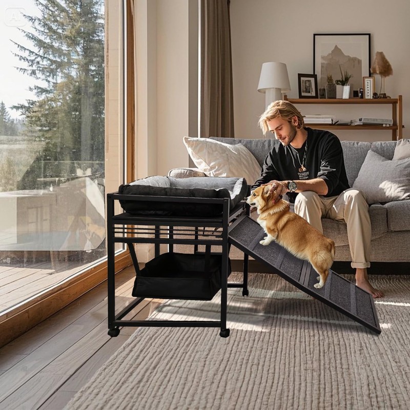 NAILDOKI Movable Structure Pet Stairs Ramp with Cats/Dogs Chair with
