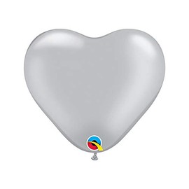 Qualatex 6" HEART LTX, Metallic Silver