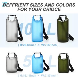Dry Bags for Kayaking Waterproof, 5L/10L Dry Storage Bag, Lightweight Roll Top Wet Bag for Swimming, Boating, Fishing, Travel, Camping & Beach (Black)