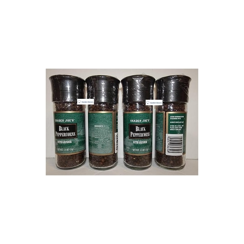 Trader Joe's Black Peppercorns with Built-in Grinder 1.8oz 51g (Four