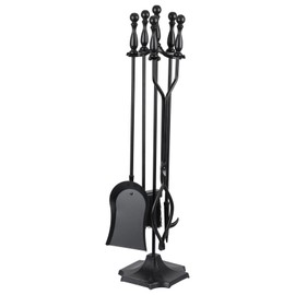 Segawe 5PCS Fireplace Tools Set Wrought Iron Fire Place Tools Holder w/ Handles Tools