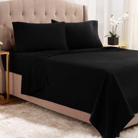 Empyrean Twin Sheets Set - 3 PC Super Soft Twin Bed Sheets - Double Brushed Microfiber Twin Sheet Set - Hotel Luxury Black Bed Sheets Twin Size, with 4 Corner Elastic Straps