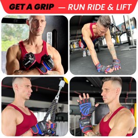 Kratos Weight Lifting Gym Workout Gloves for Crossfit Exercise Fitness Strength Training Hanging Pull ups Bodybuilding Powerlifting Cycling Leather Gloves with Wrist Wrap Support Men & Women