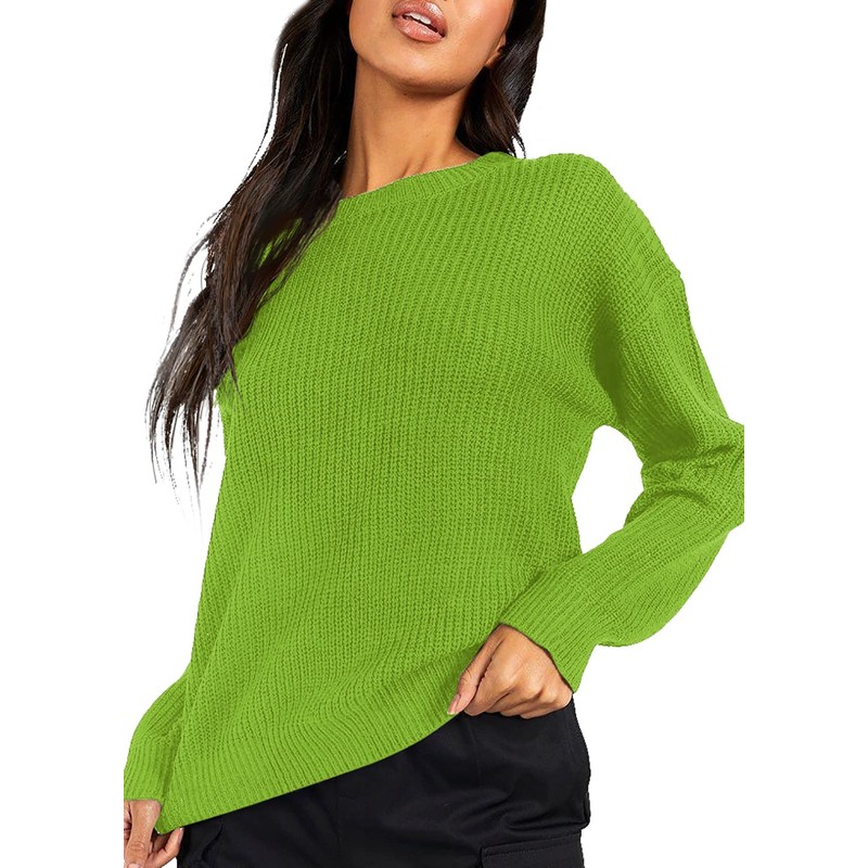 Urban CoCo Women's Solid Long Sleeve Crew Neck Knitted Pullover