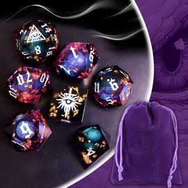 Black Eye of Mystery Liquid Core DND Dice Set – Unique Resin Dice Set for Dungeons & Dragons – Third Eye Dice Set for D&D Gifts