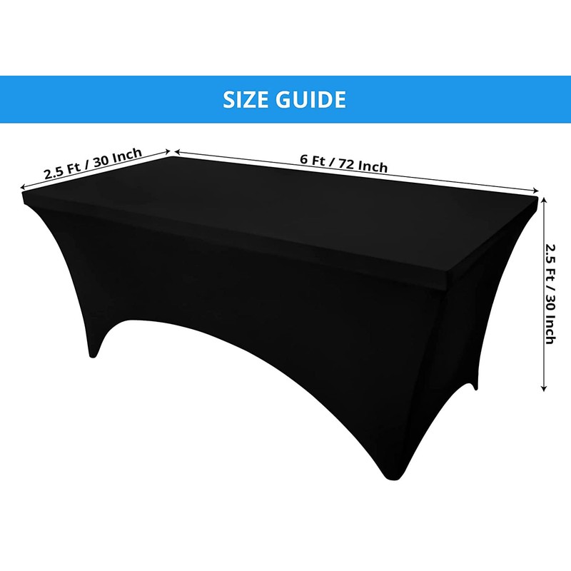 6ft Stretch Black Spandex Table Cloth for Standard Folding Tables