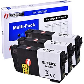 INK4WORK Remanufactured Black Ink Cartridge Replacement for Epson 802 T802120 T802 for Workforce Pro EC-4020 EC-4030 WF-4720 WF-4730 WF-4734 WF-4740 Printer (Bk, 3-Pack)