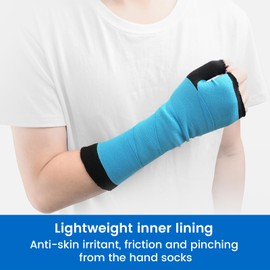 Velpeau Hand Socks for Splint (Pack of 10), Elastic Cotton Stockinette Tubing for Arm, Wrist Brace with Thumb Spica Liner, Gauze Sleeve, Under Cast Wrap, Arm Cover for Men and Women (Black, Firm Version, L)