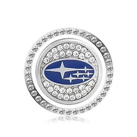 MUTOO SUBARU Engine Start Button Ring Push Starter Switch Swaroski Rhinestone Engine Start Button Cover Ring Dress Up Car Accessories Easy Installation 2-Piece Set (Silver)