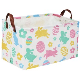 Sanjiaofen Sanjiaofen Rectangular Easter Baskets, Easket Basket for Kids.Bunny Easter Basket with Handles.Boys and Girls,Easter Bunny Eggs Decor,Toys,Books,Easter Gifts (Easter Rabbit)