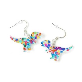 Cat Dog Book Earrings Acrylic Lightweight Bookshelf Animal Rabbit Butterfly Dangle Earrings for Book Lover Bookish Reader Librarian Teacher Gifts-dinosaur
