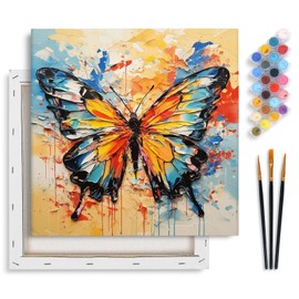 Framed Paint by Numbers Kit for Adults Beginner 12x12 Inch, Butterfly Paint by Number with Frame, DIY Easy Acrylic Colorful Abstract Butterfly Painting by Numbers Kit on Canvas for Home Decor Gift
