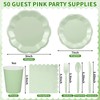 350 Pcs Sage Green Party Supplies Include Scalloped Plate Napkin