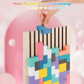 Lixstyea Tetris Wooden Game - Puzzle Wood, 3D Montessori Toy Wooden Puzzle, Wooden Tetris, Latest Wooden Puzzle, Game of the Year 2025 Children, Stacking Game Tetris from 3 4 5 6 Years Children