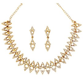 Touchstone Ad Golden Glamour Necklace Set for Women